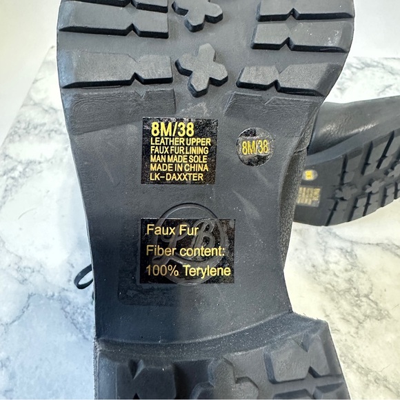 NWOB Lucky Brand Daxxter black leather hiking ankle boot Lace-Up Bootie 8 - Picture 5 of 7